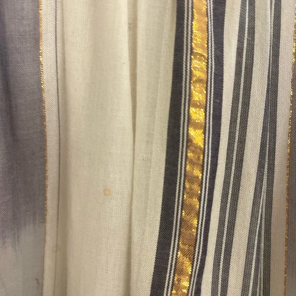 Banana Republic Zephyr Midi Skirt Gauzy Cream Gold Striped Midi Skirt - Picture 4 of 10